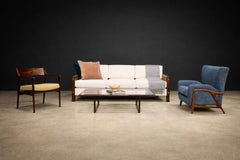 Fauteuils modernes brésiliens en bois dur et bouclette jaune, Jorge Jabour, Brésil