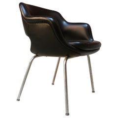 Italian mid century modern black leather armchair by Cassina, 1960s
