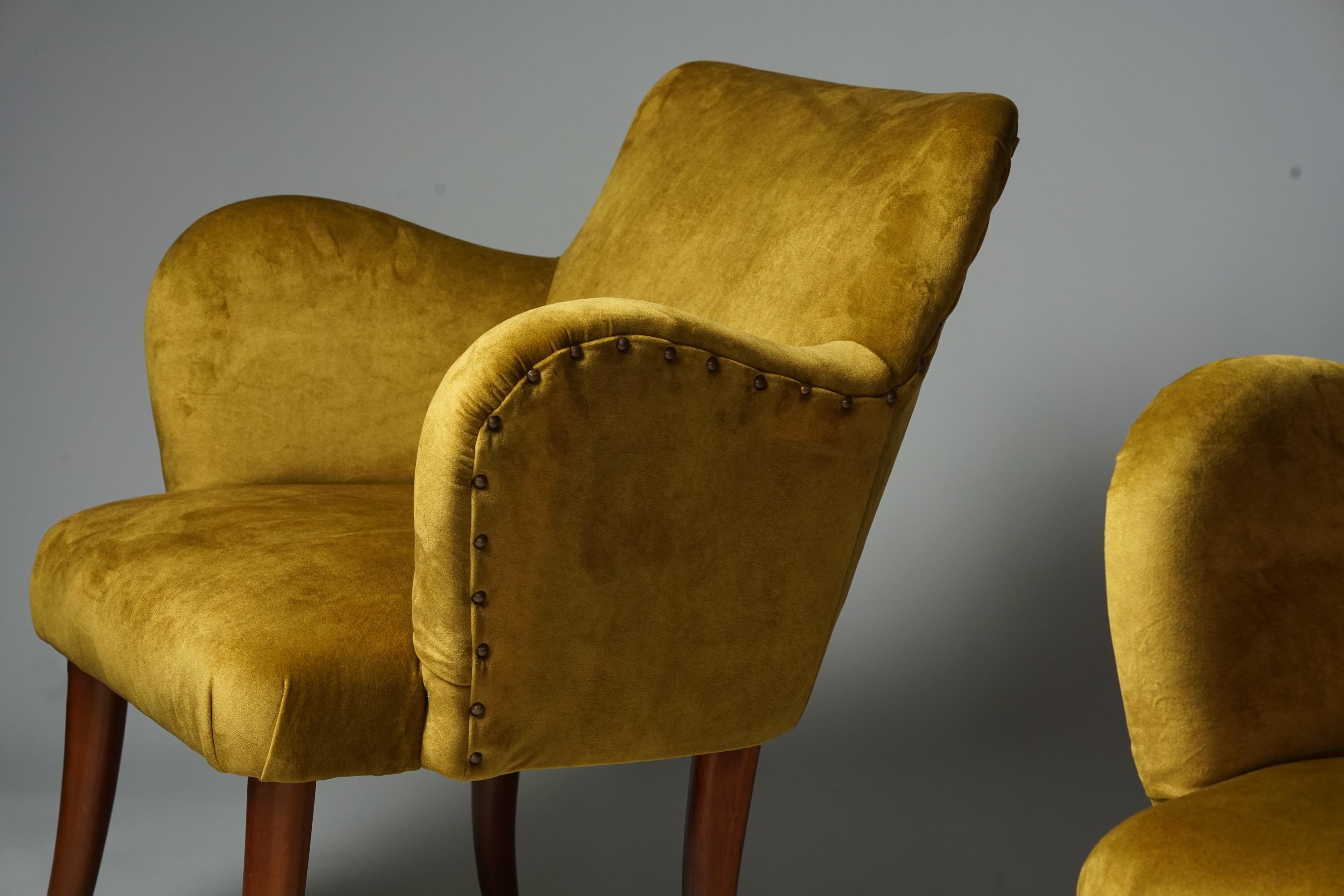 Stained Armchairs in Gunnel Nyman Style, 1940s For Sale