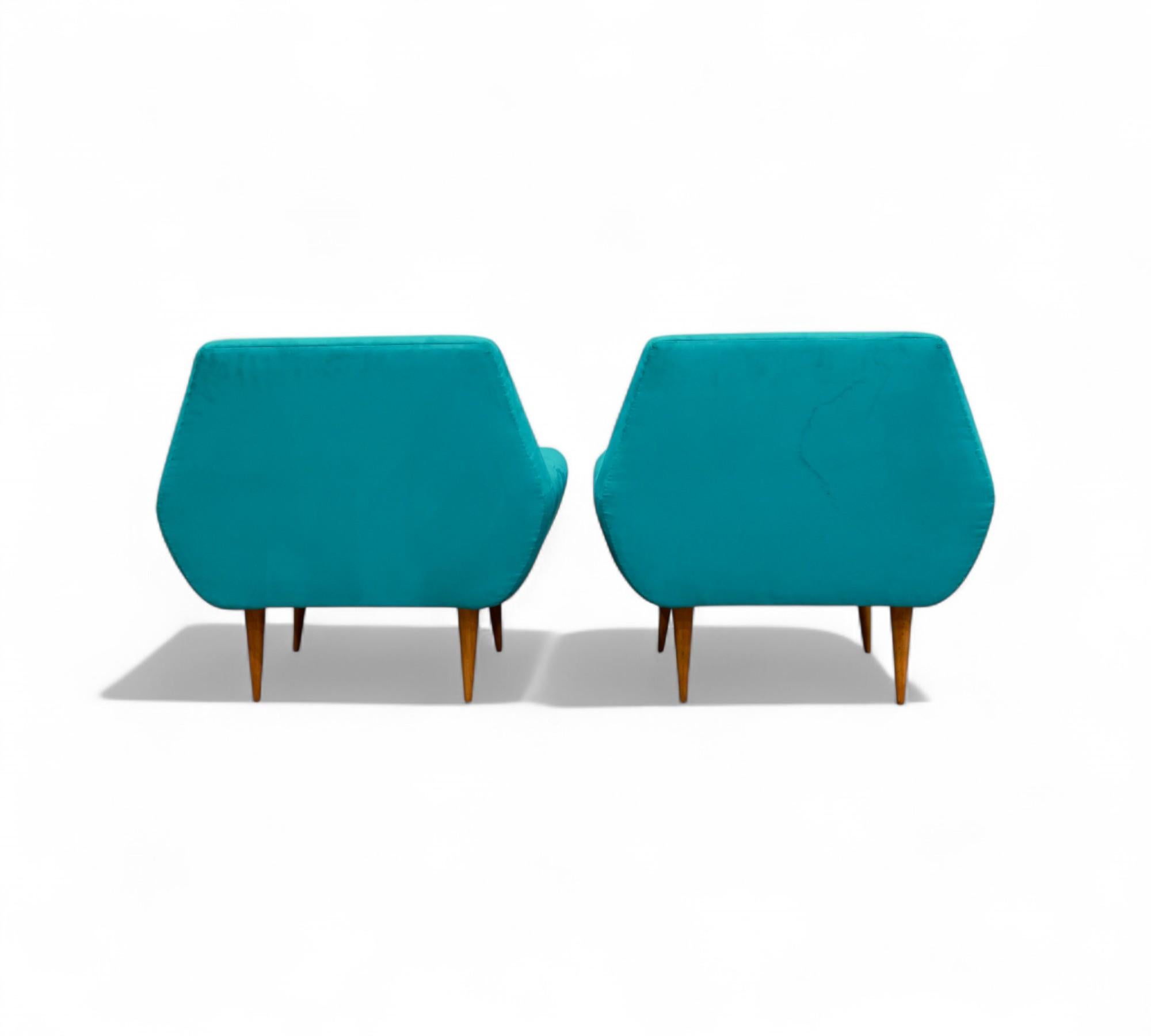 Brazilian Armchairs in Hardwood and Fabric, Unknown, 1960s - Lot 464A For Sale