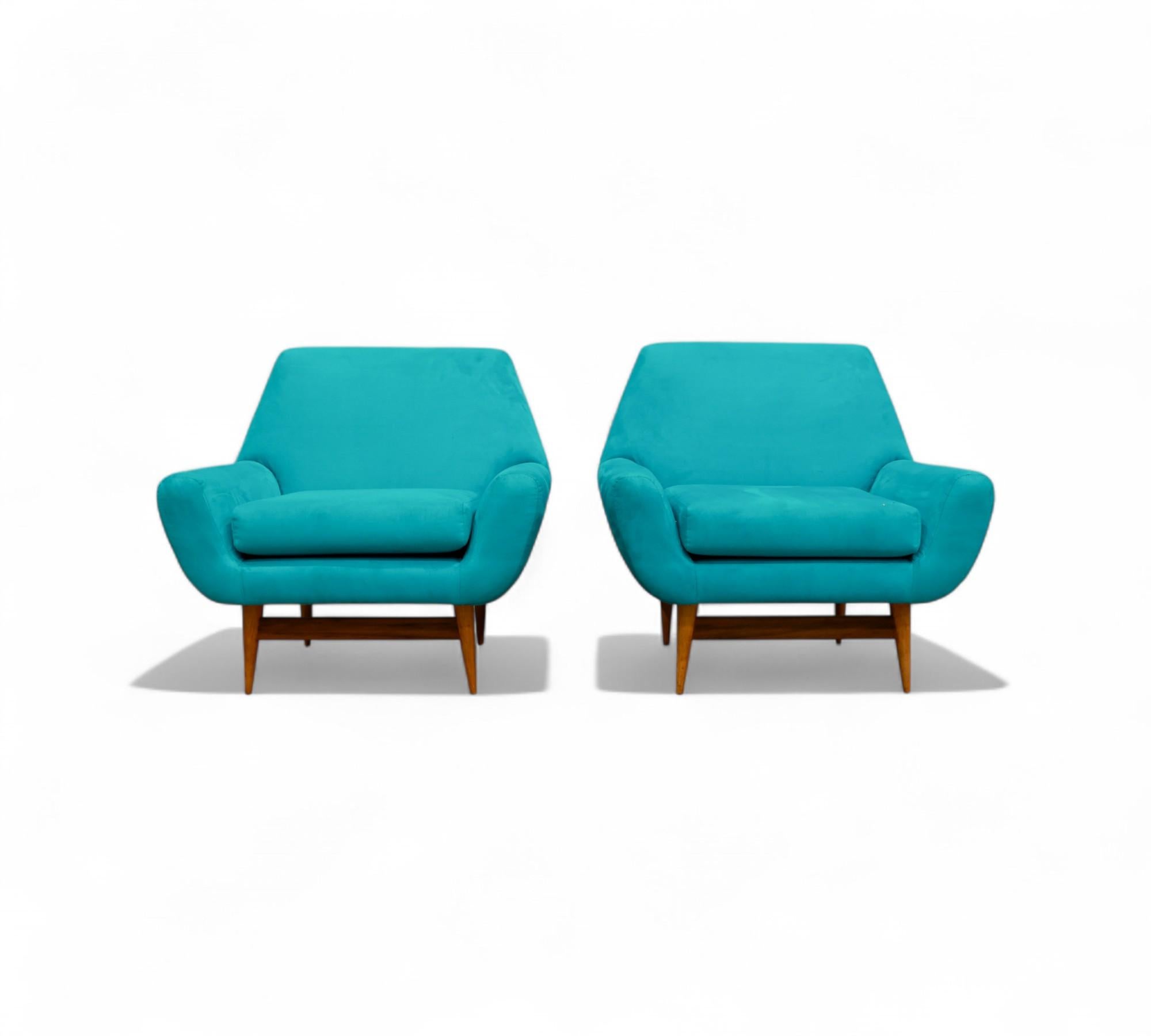 Armchairs in Hardwood and Fabric, Unknown, 1960s - Lot 464A For Sale