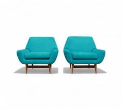 Armchairs in Hardwood and Fabric, Unknown, 1960s - Lot 464A