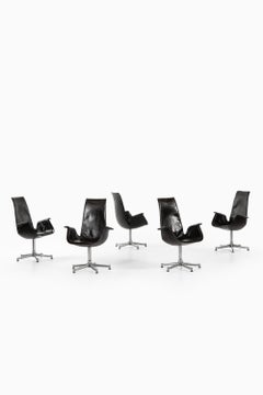Sillones de cuero y estructura de acero de Preben Fabricius & Jørgen Kastholm, 1969