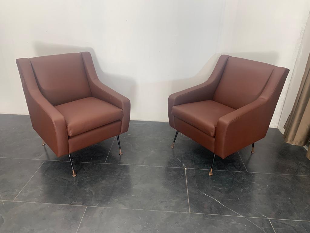 Armchairs in Leatherette, Italy, 1950s, Set of 2 For Sale 3
