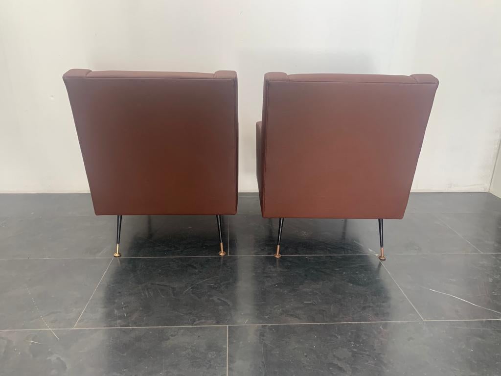 Mid-20th Century Armchairs in Leatherette, Italy, 1950s, Set of 2 For Sale