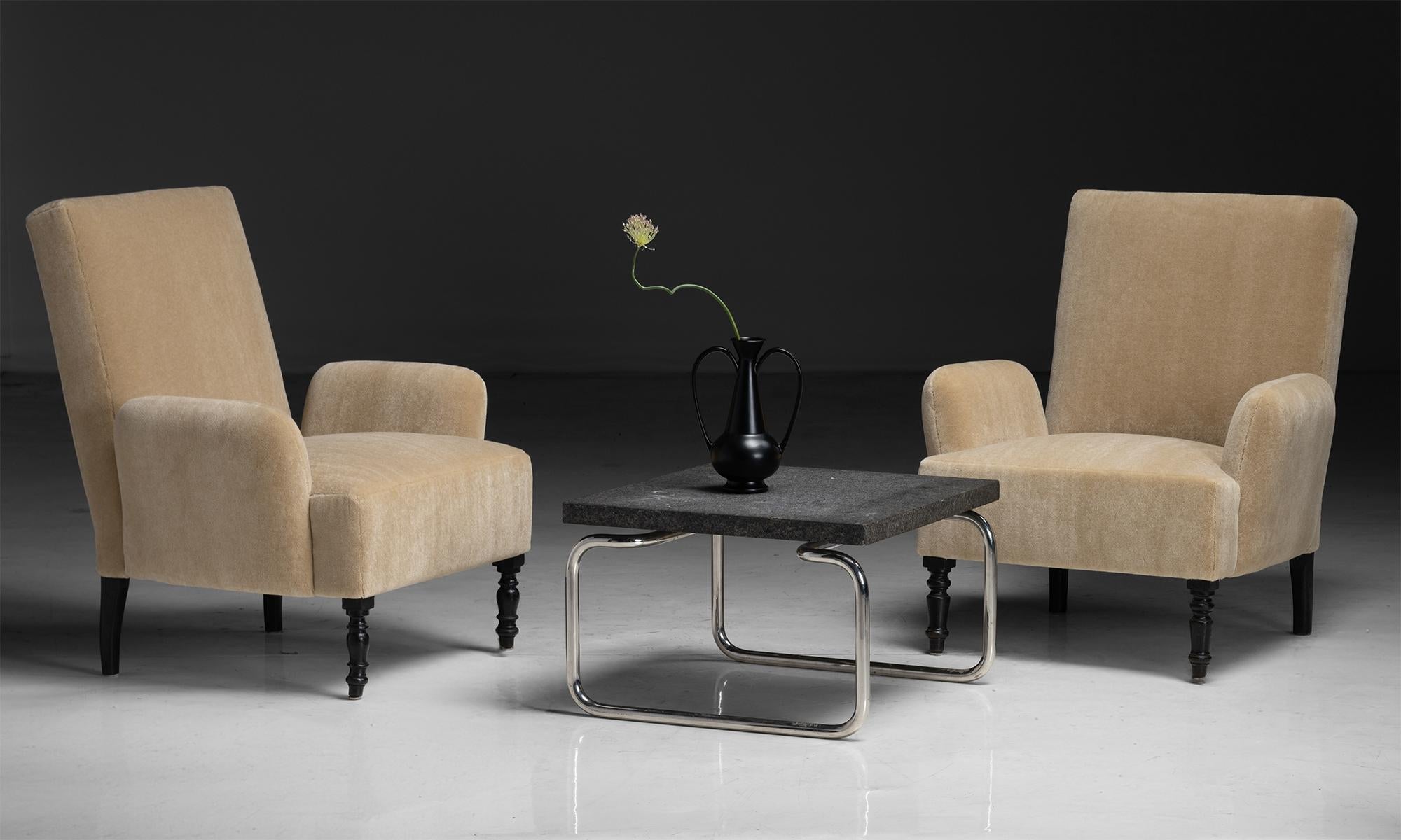 Armchairs in Mohair Velvet, France circa 1920 1