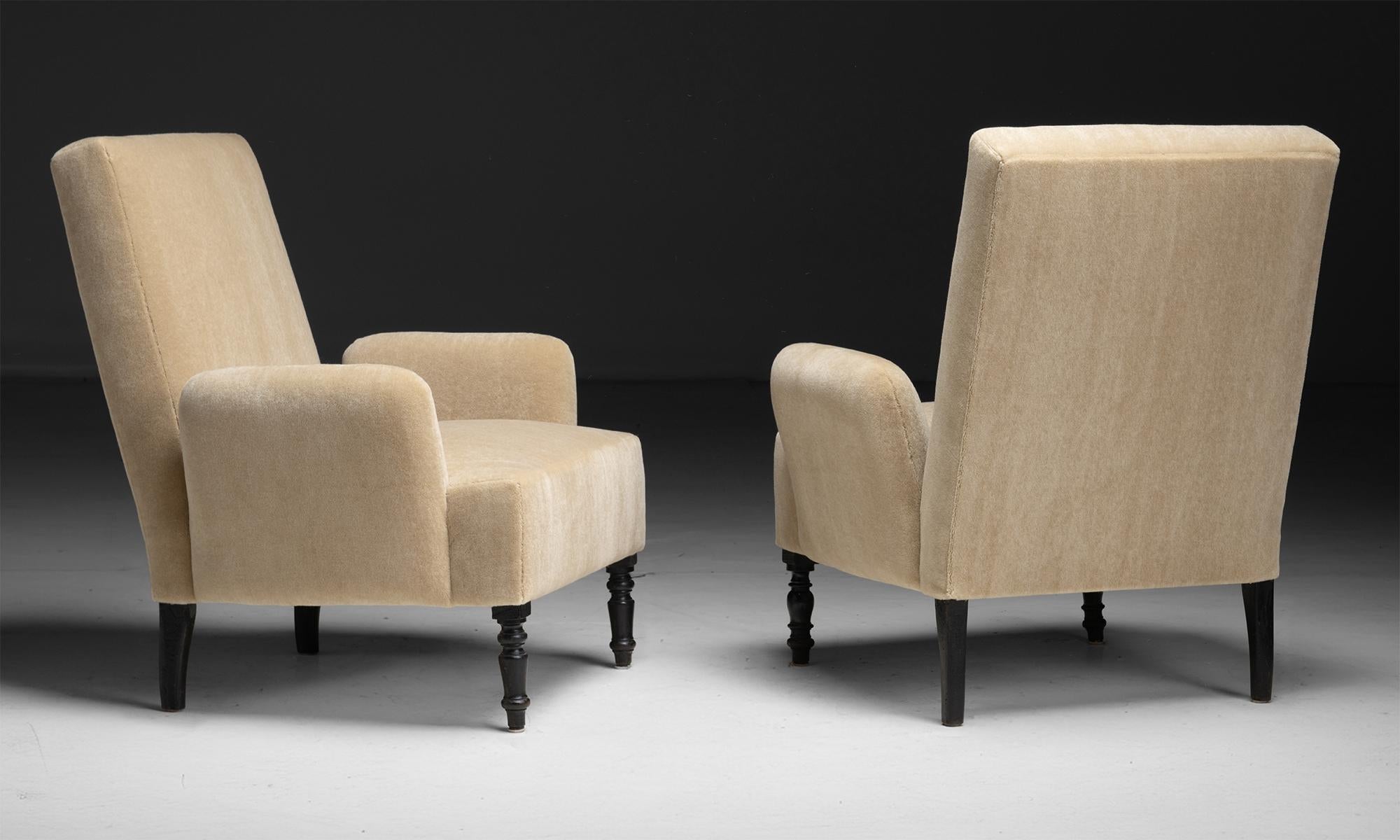Armchairs in Mohair Velvet, France circa 1920 2