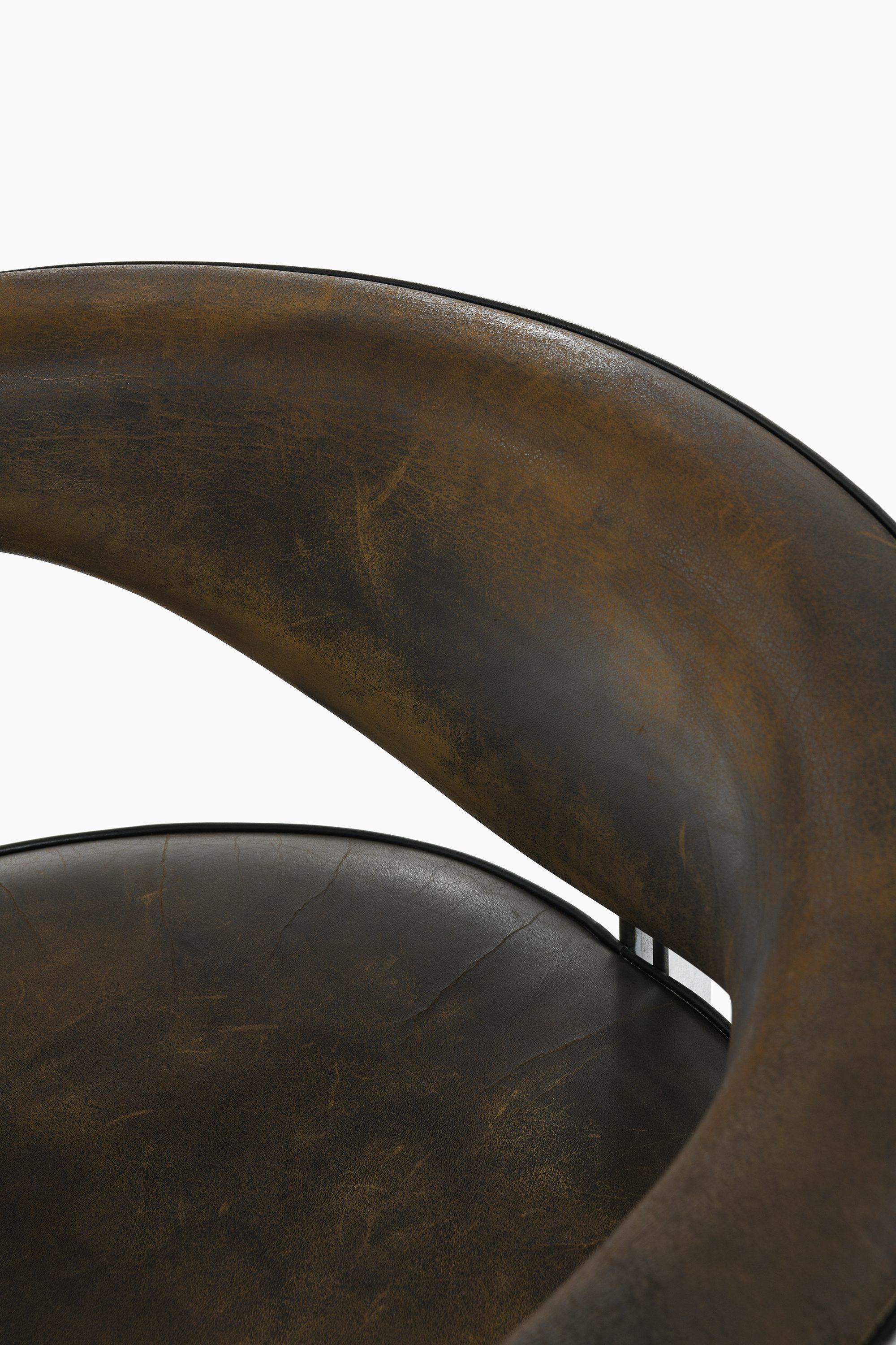Sessel aus Stahl und Leder von Horst Brüning, 1968 im Zustand „Gut“ im Angebot in Limhamn, Skåne län