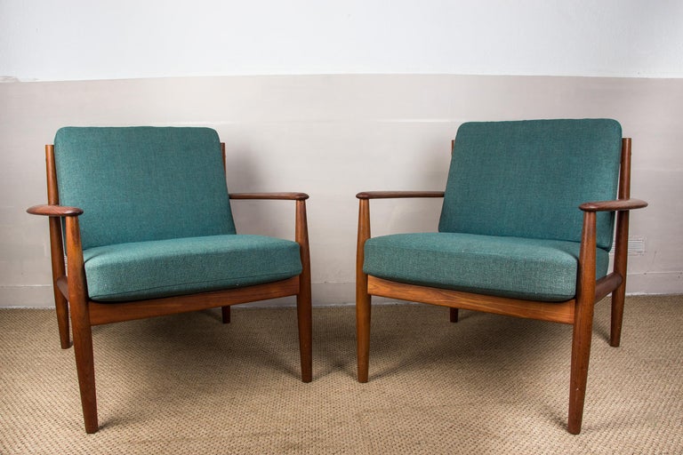 Armchairs in Teak and Fabric by Grete Jalk for France & Sound, 1963, Set of 2 9