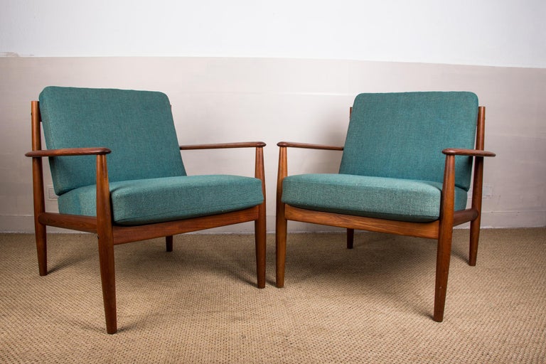 Armchairs in Teak and Fabric by Grete Jalk for France & Sound, 1963, Set of 2 10