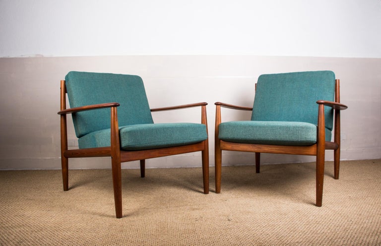 Armchairs in Teak and Fabric by Grete Jalk for France & Sound, 1963, Set of 2 11