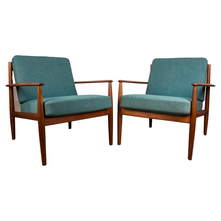 Armchairs in Teak and Fabric by Grete Jalk for France & Sound, 1963, Set of 2