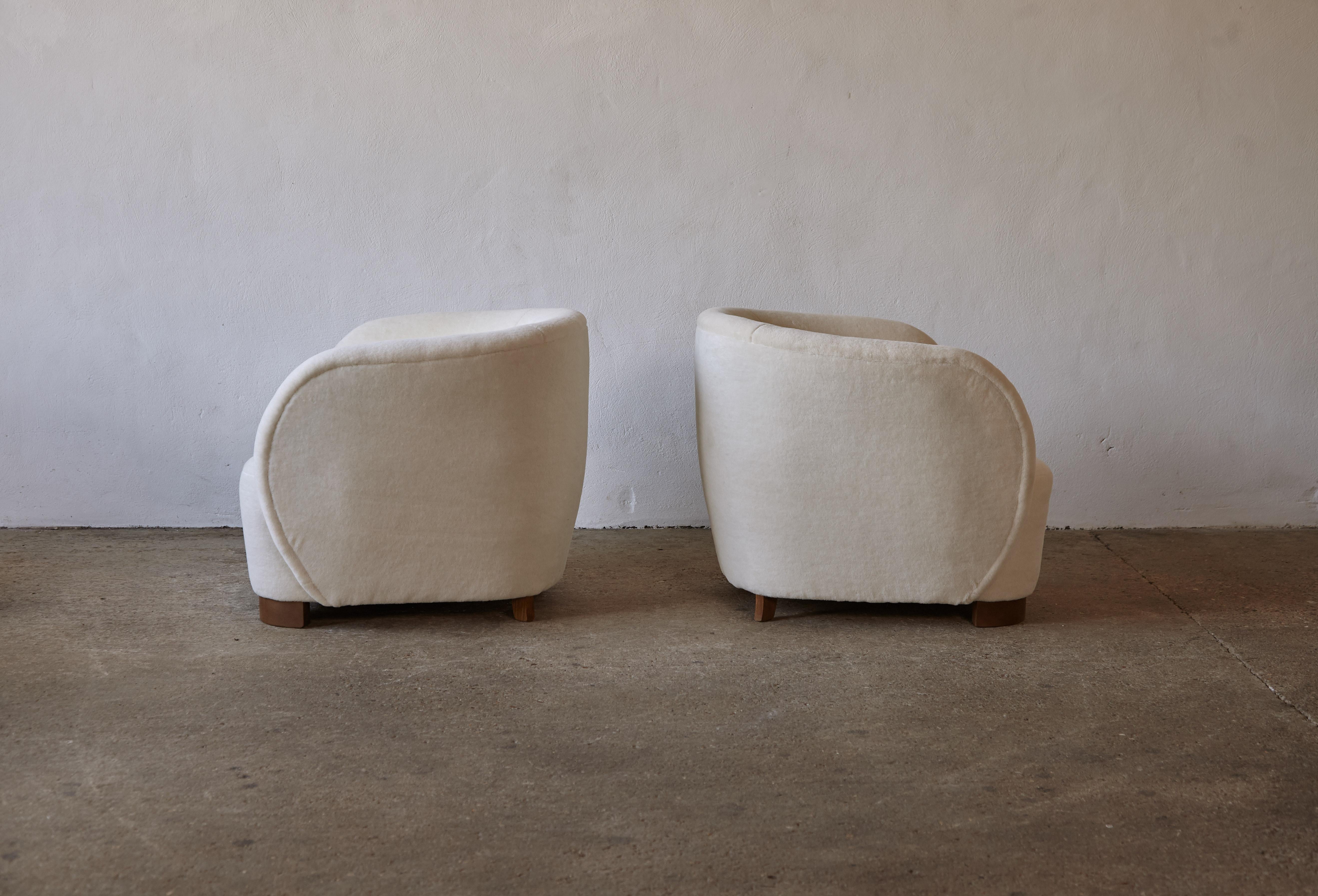 Contemporary Armchairs in the Style of Flemming Lassen / Viggo Boesen, Pure Alpaca Fabric For Sale