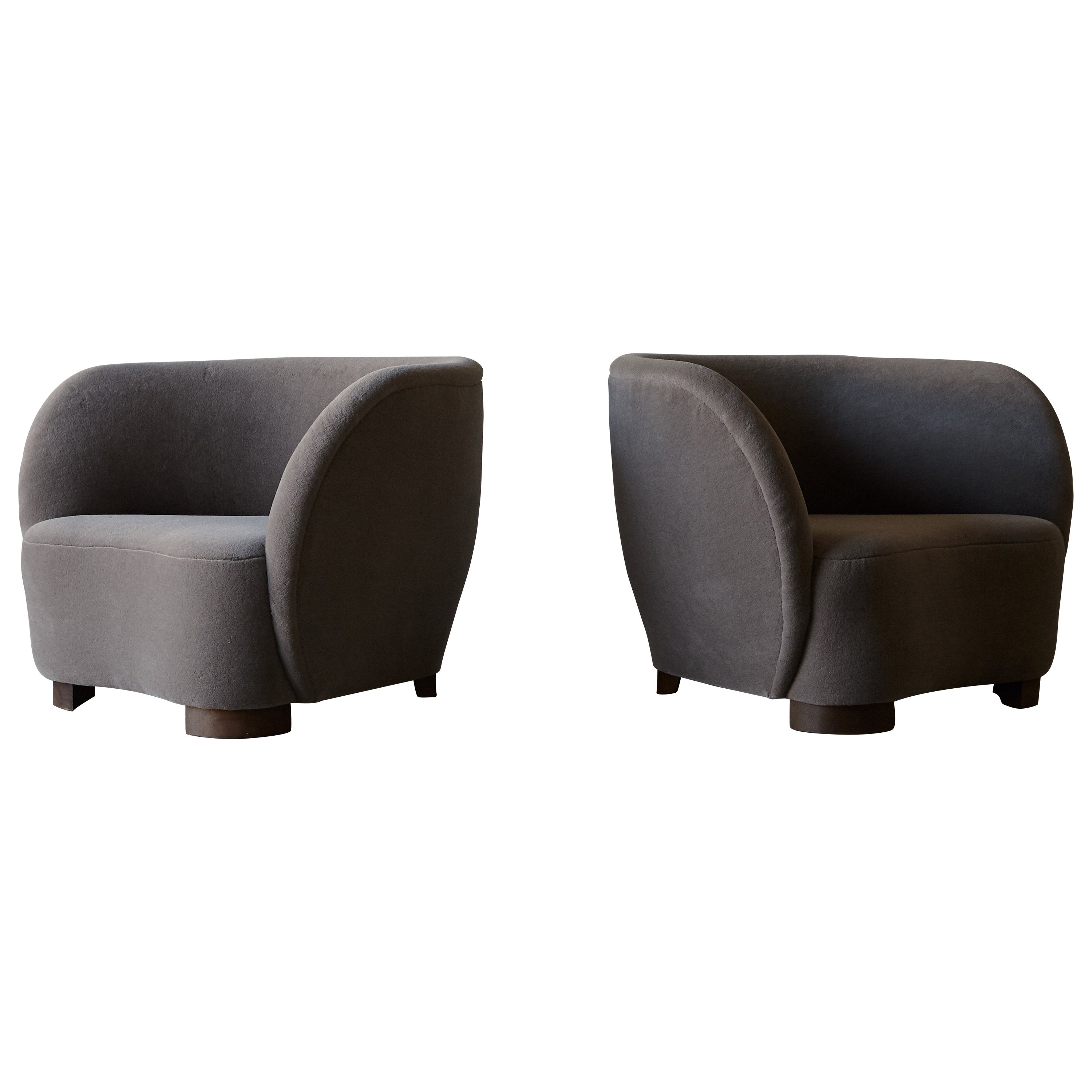 Armchairs in the Style of Flemming Lassen / Viggo Boesen, Pure Alpaca Upholstery