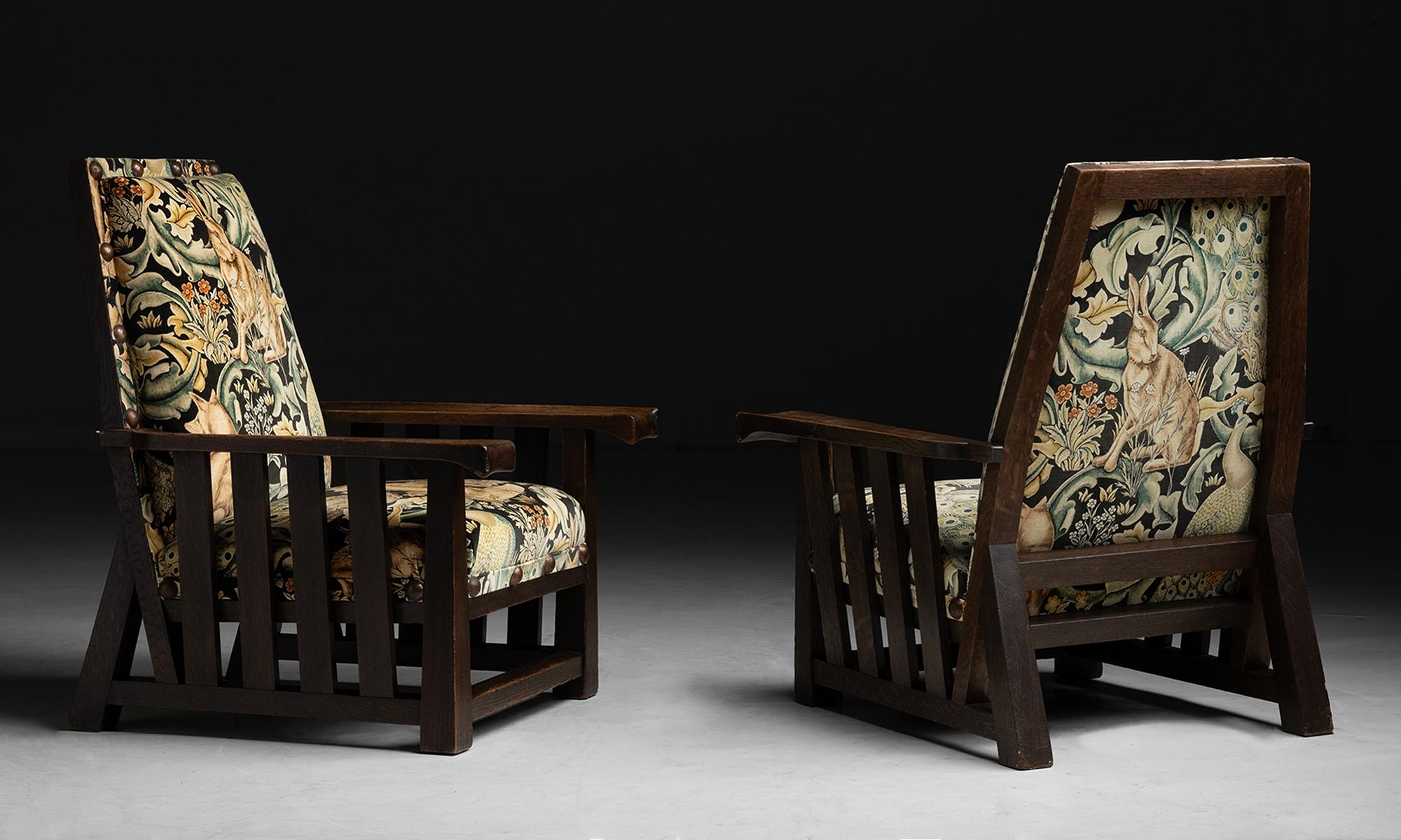 Early 20th Century Armchairs in William Morris Velvet circa 1900 For Sale