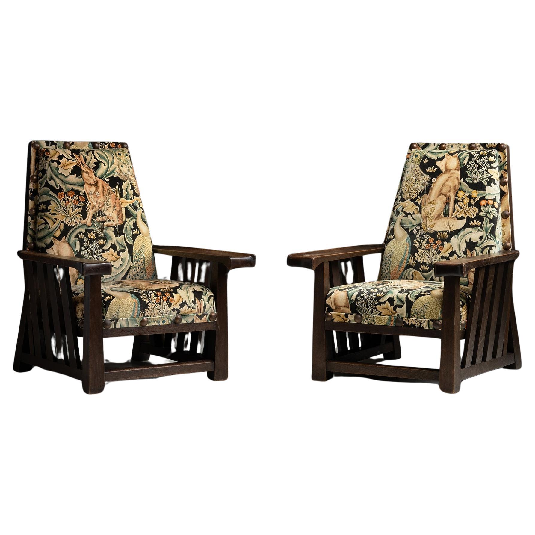 Armchairs in William Morris Velvet circa 1900