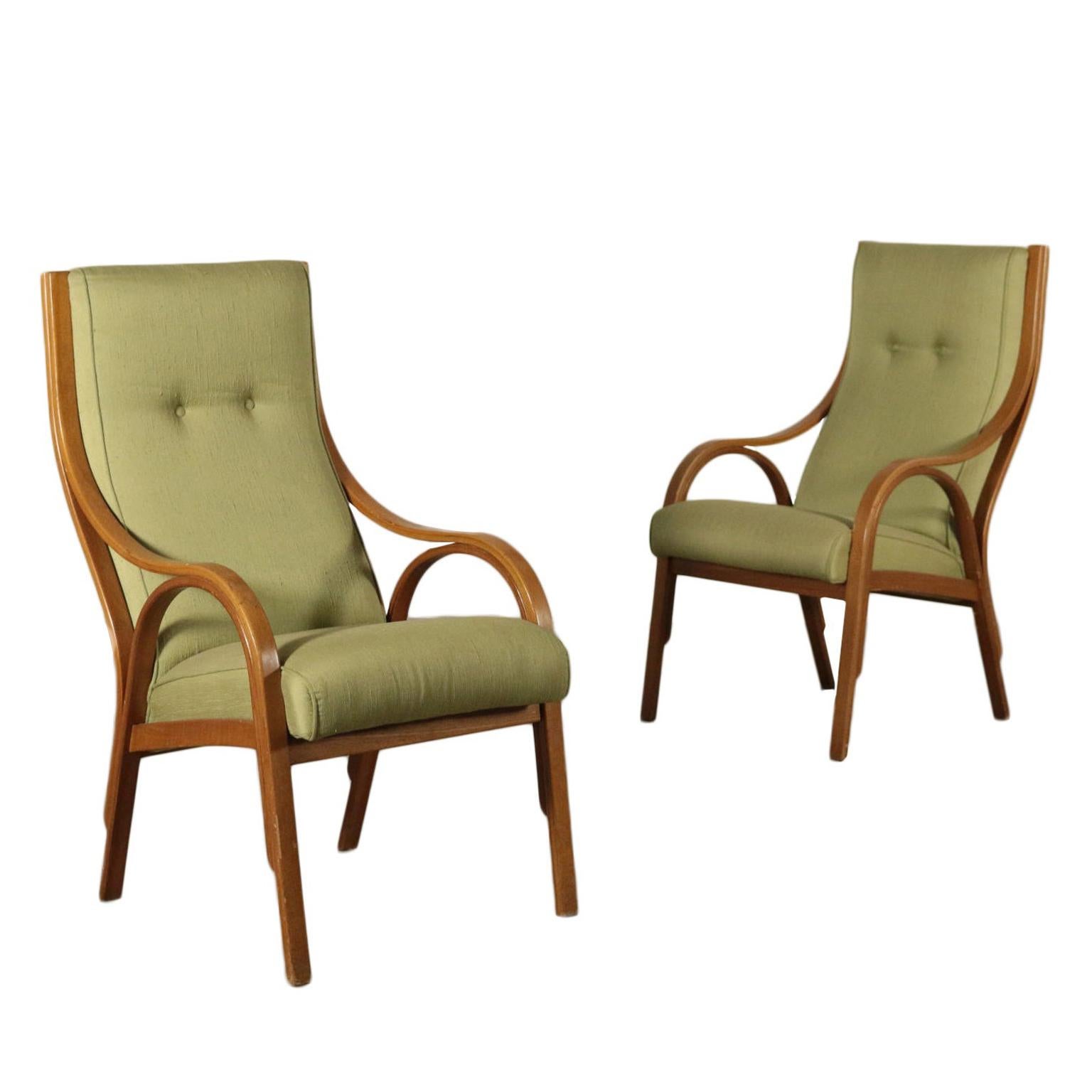 Armchairs Meneghetti Stoppino Gregotti Foam Fabric Wood, Italy, 1960s-1970s