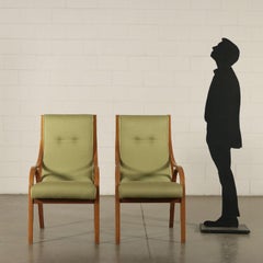 Armchairs Meneghetti Stoppino Gregotti Foam Fabric Wood, Italy, 1960s-1970s