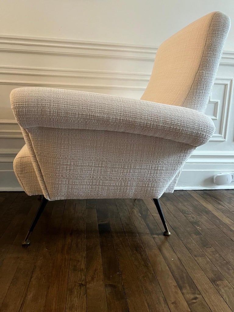 Armchairs New Cream Textured Performance Upholstery For Sale at 1stDibs