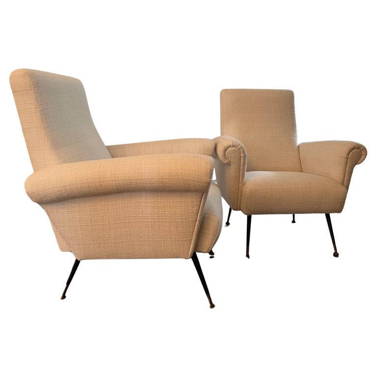 Armchairs New Cream Textured Performance Upholstery For Sale at 1stDibs