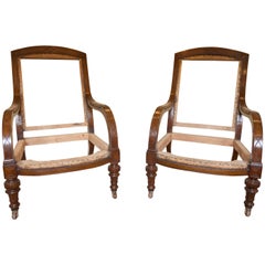 Armchairs Oak Gillows Style 19th Century