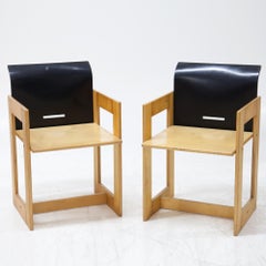 Mid-Century Modern Black Lacquer Armchairs, Italy, 20th Century