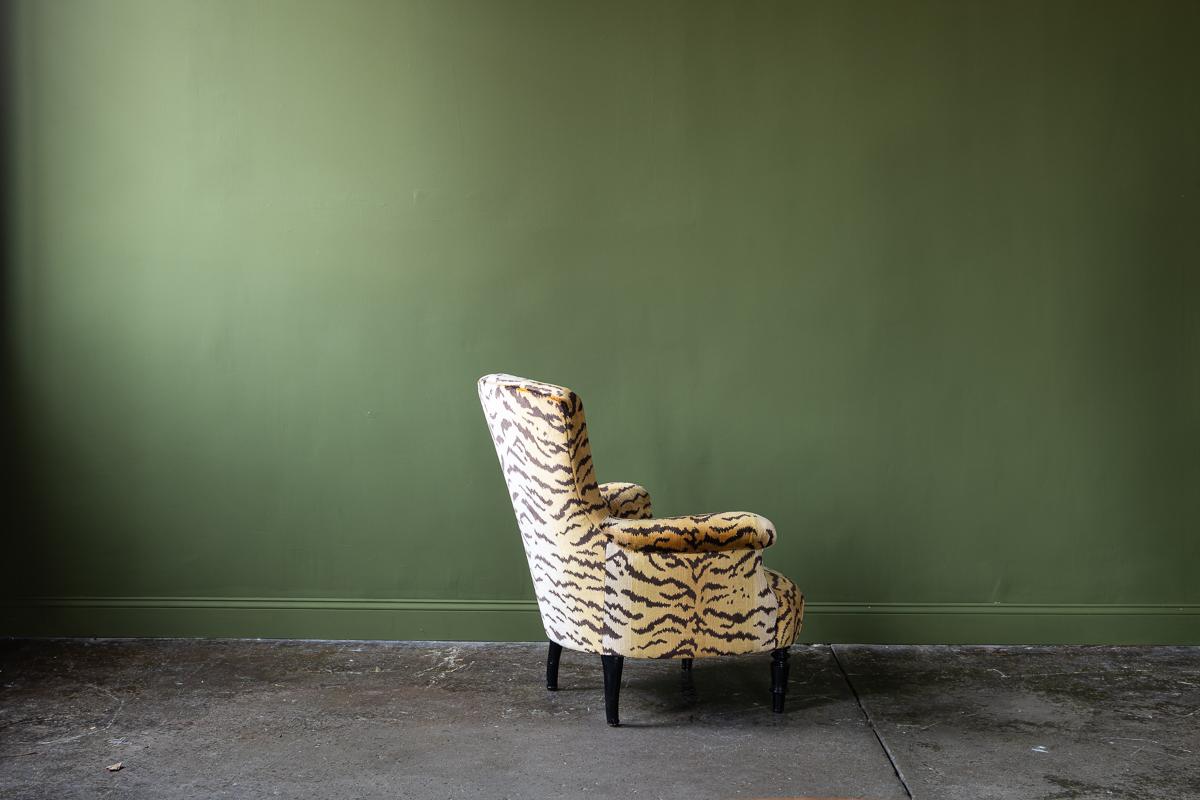 Armchairs recovered in Le Tigre fabric 6