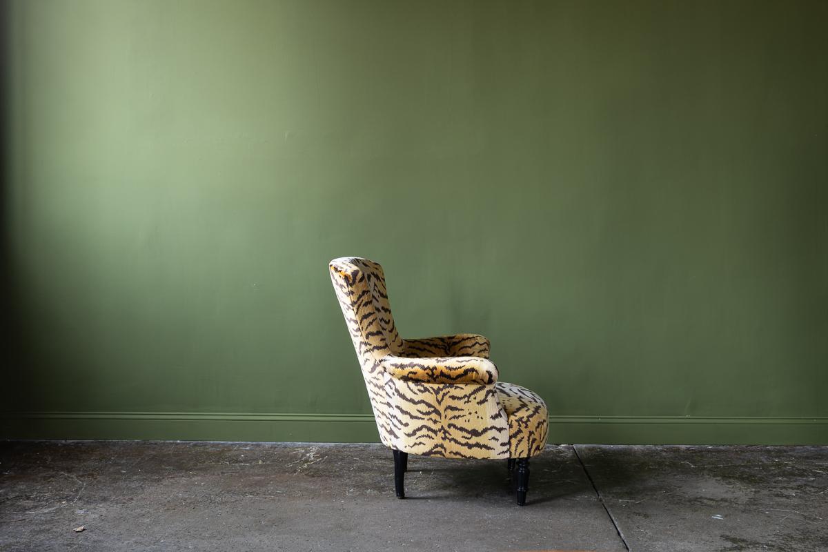 Armchairs recovered in Le Tigre fabric 7
