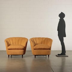 Armchairs, Springs Feathers and Fabric, Italy 1950s Italian Production