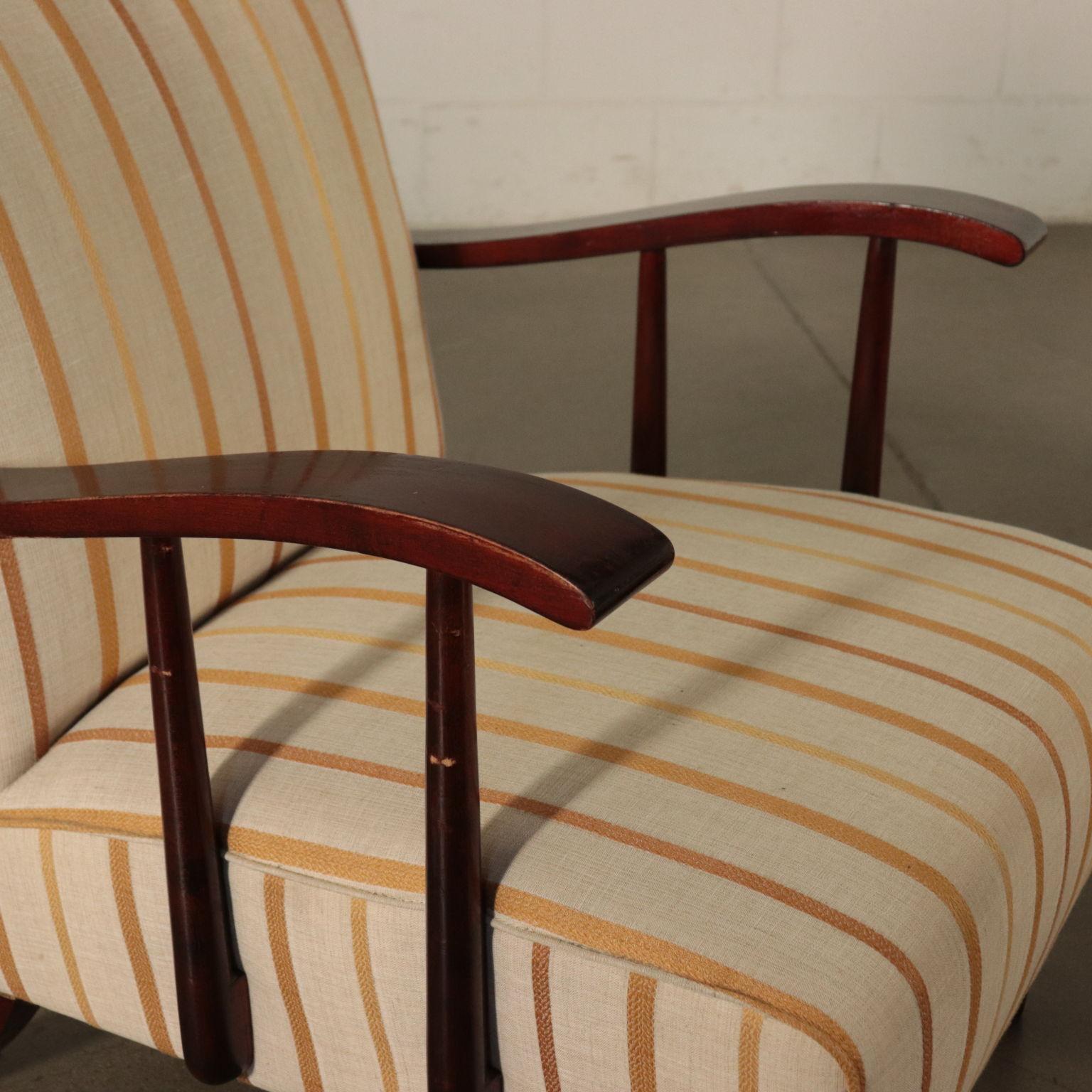 Armchairs, Stained Wood, Italy, 1940s-1950s In Good Condition In Milano, IT