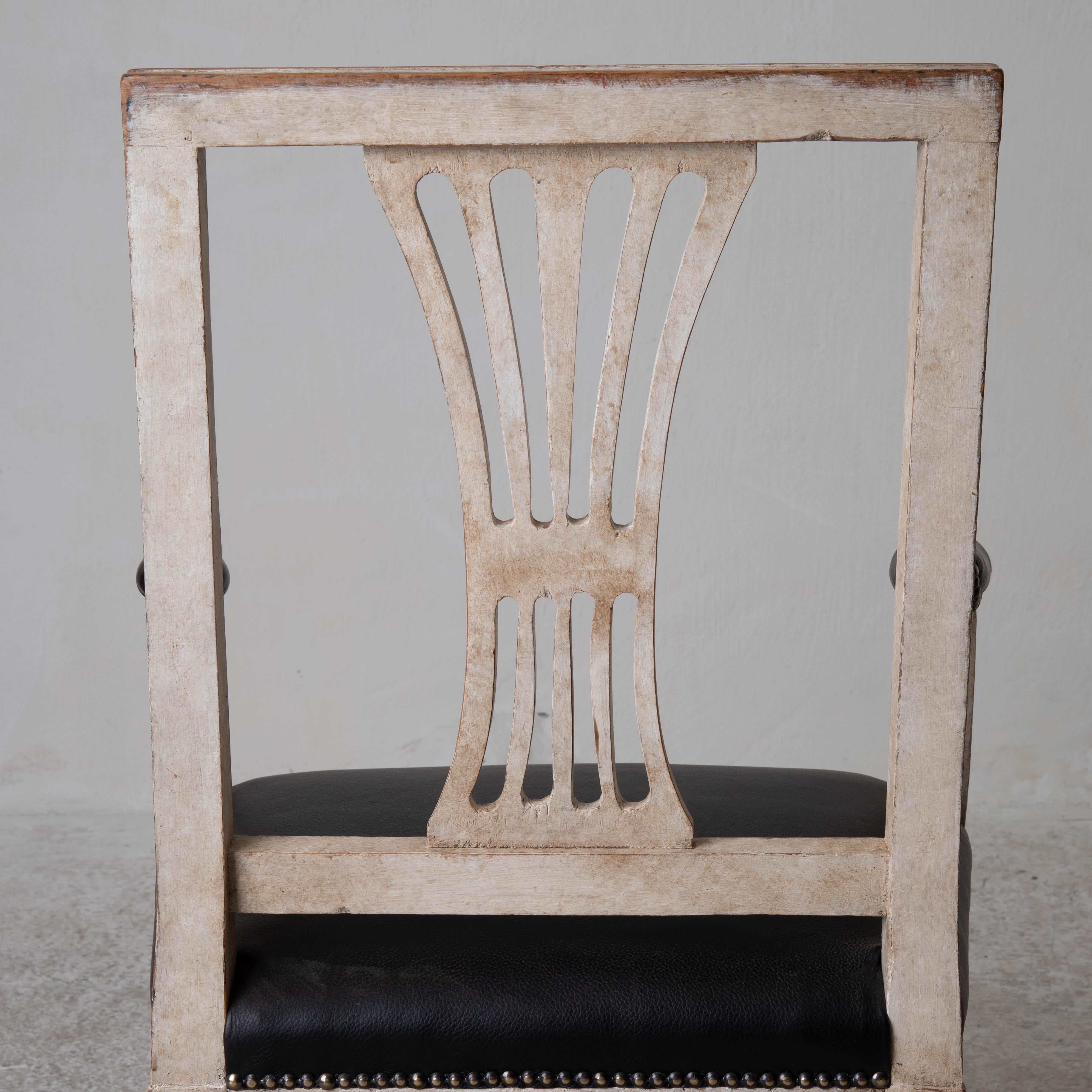 Wood Armchairs Swedish Gustavian Period White Sweden
