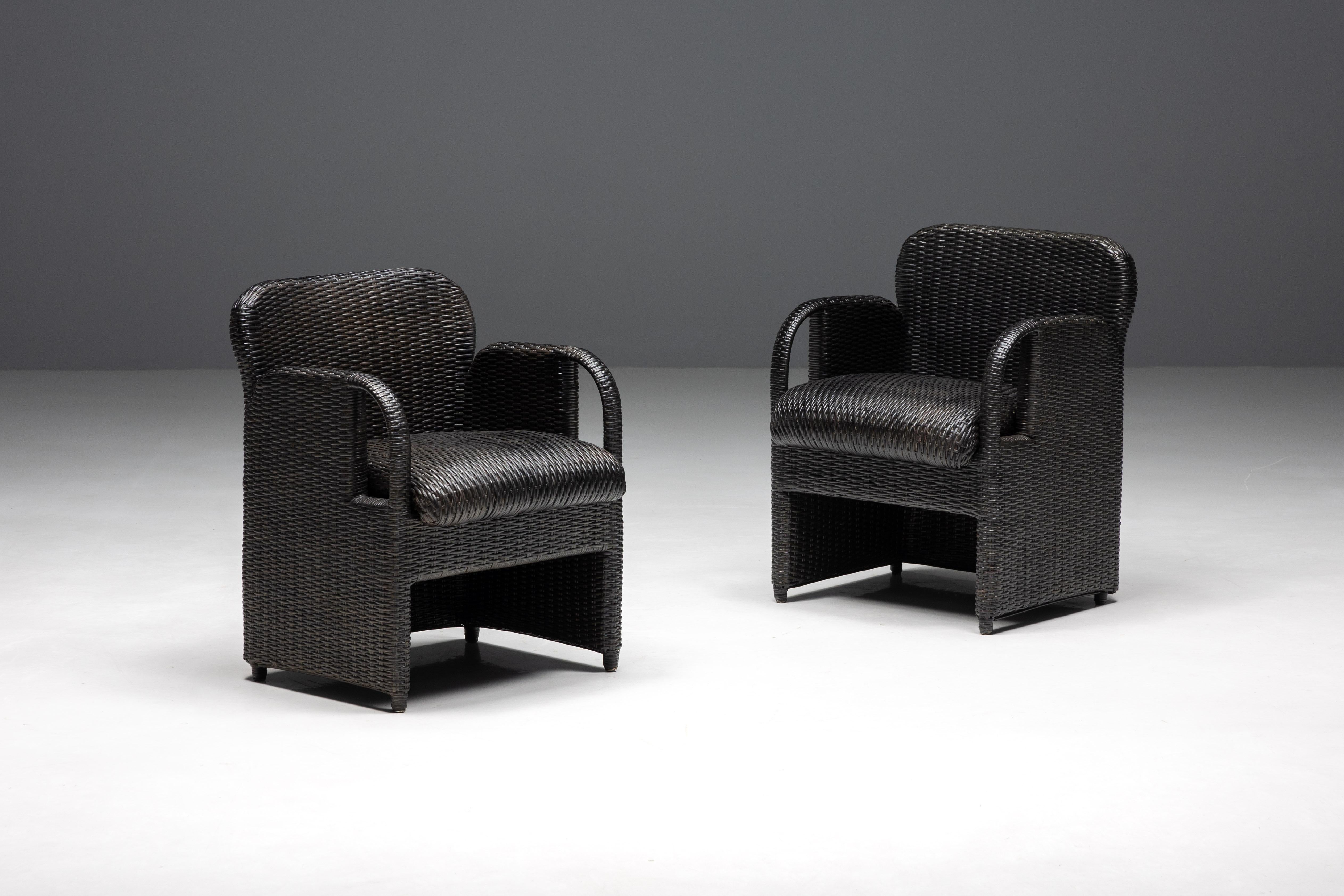 Cane Armchairs 'Tlinkit' by Gae Aulenti for Tecno, Italy, 1990s For Sale