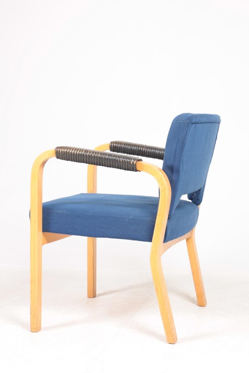 Mid-20th Century Armchairs with Fabric and Patinated Leather Bymaija Heikinheimo, 1950s