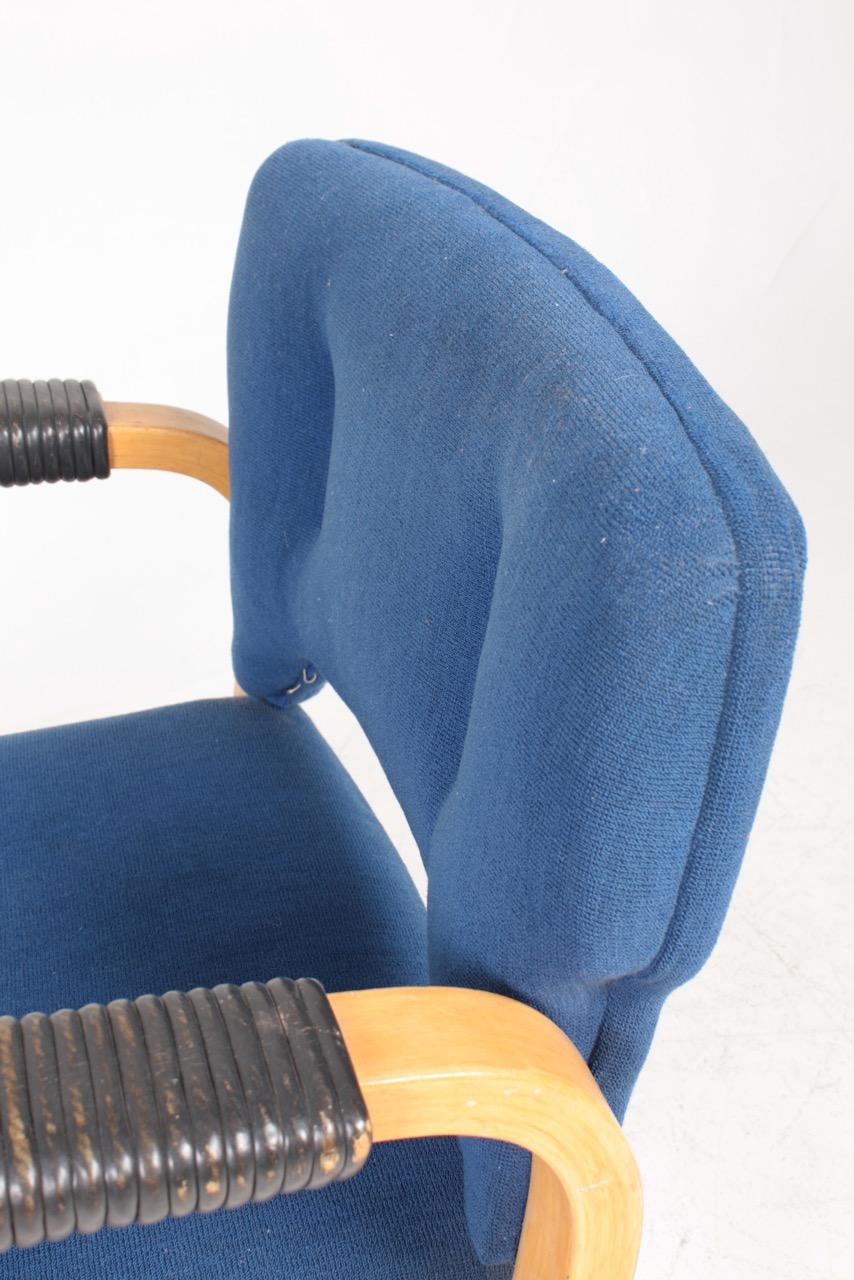 Armchairs with Fabric and Patinated Leather Bymaija Heikinheimo, 1950s 1