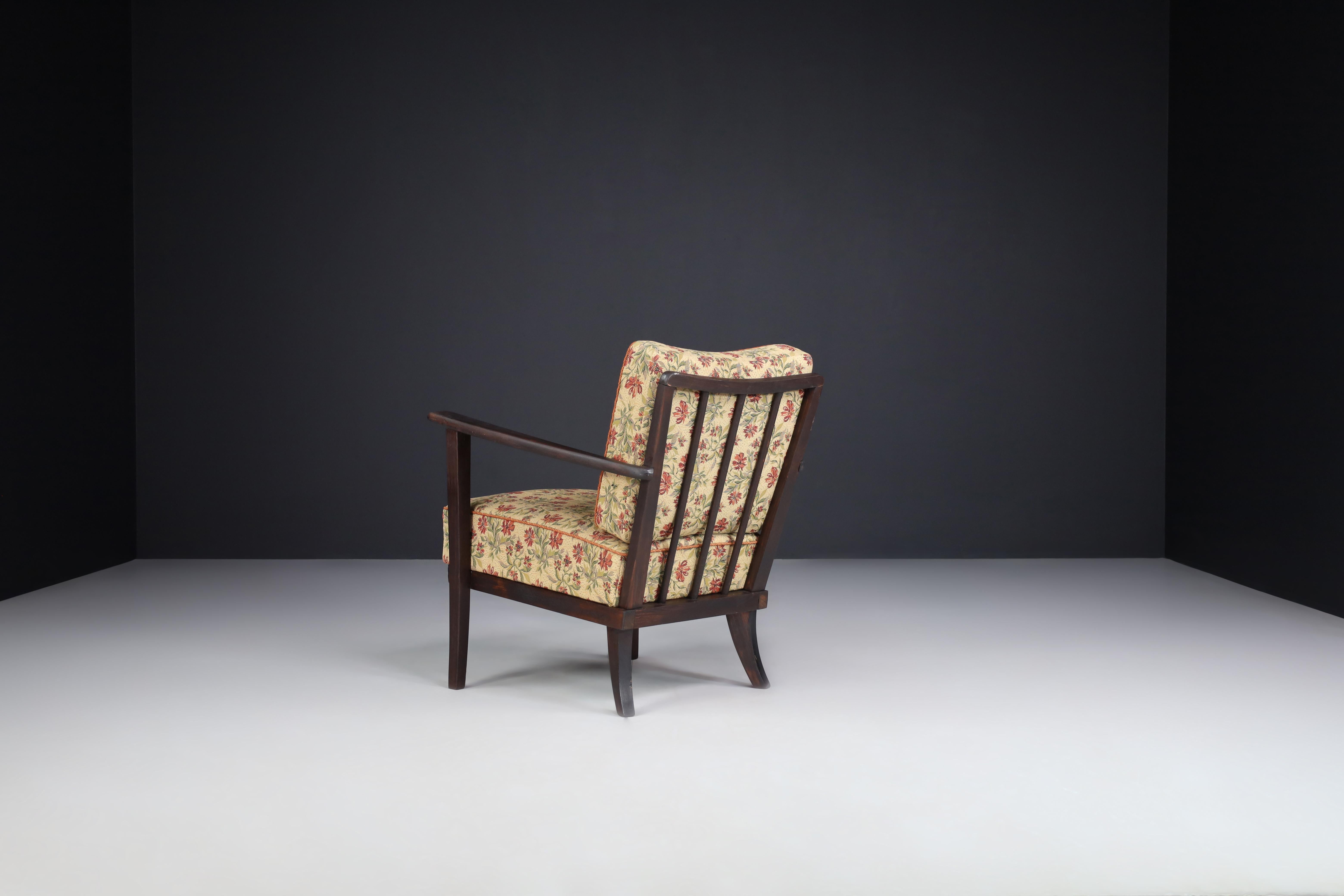 Mid-20th Century Armchairs with Floral Upholstery, France 1950s    For Sale