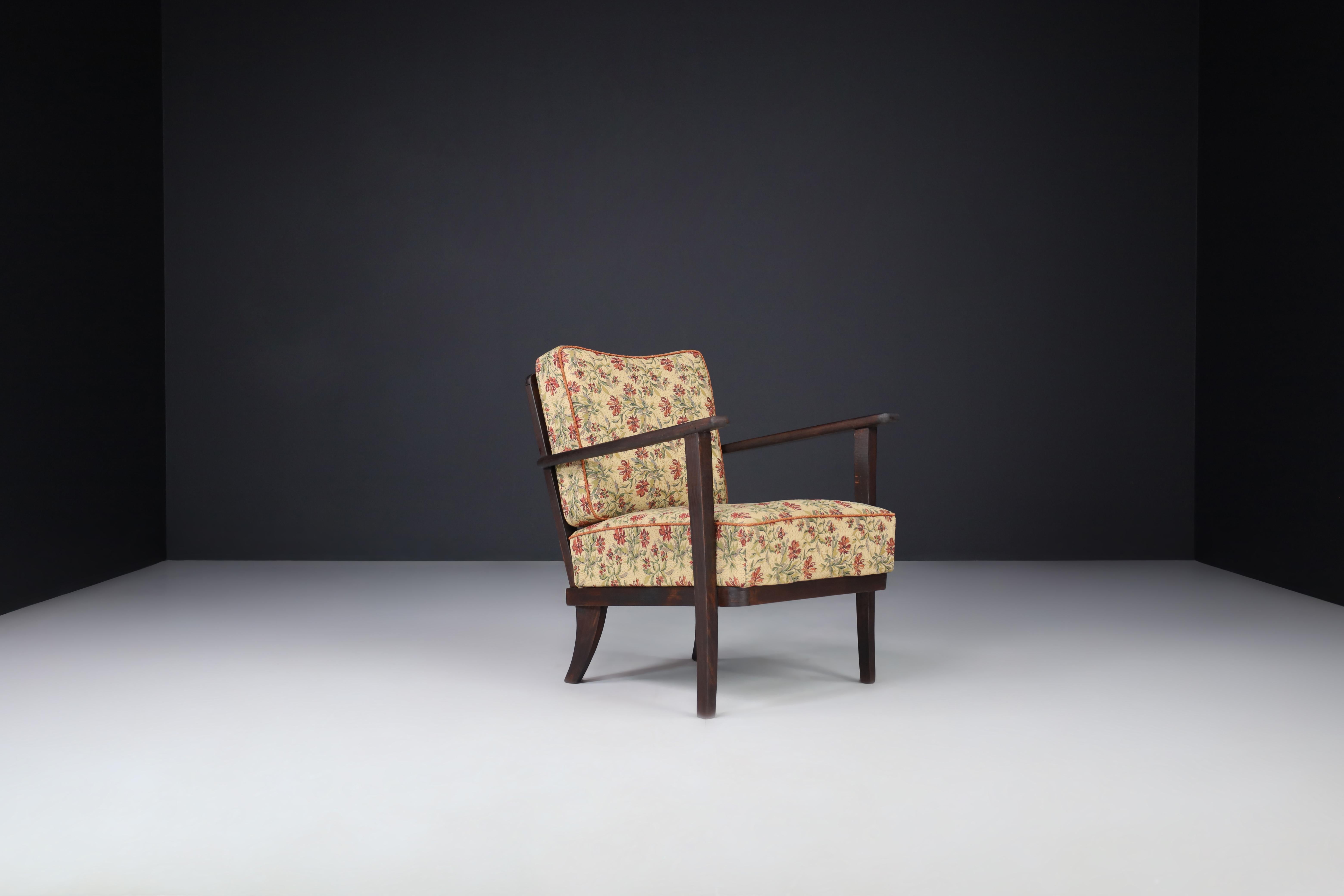Armchairs with Floral Upholstery, France 1950s    For Sale 1
