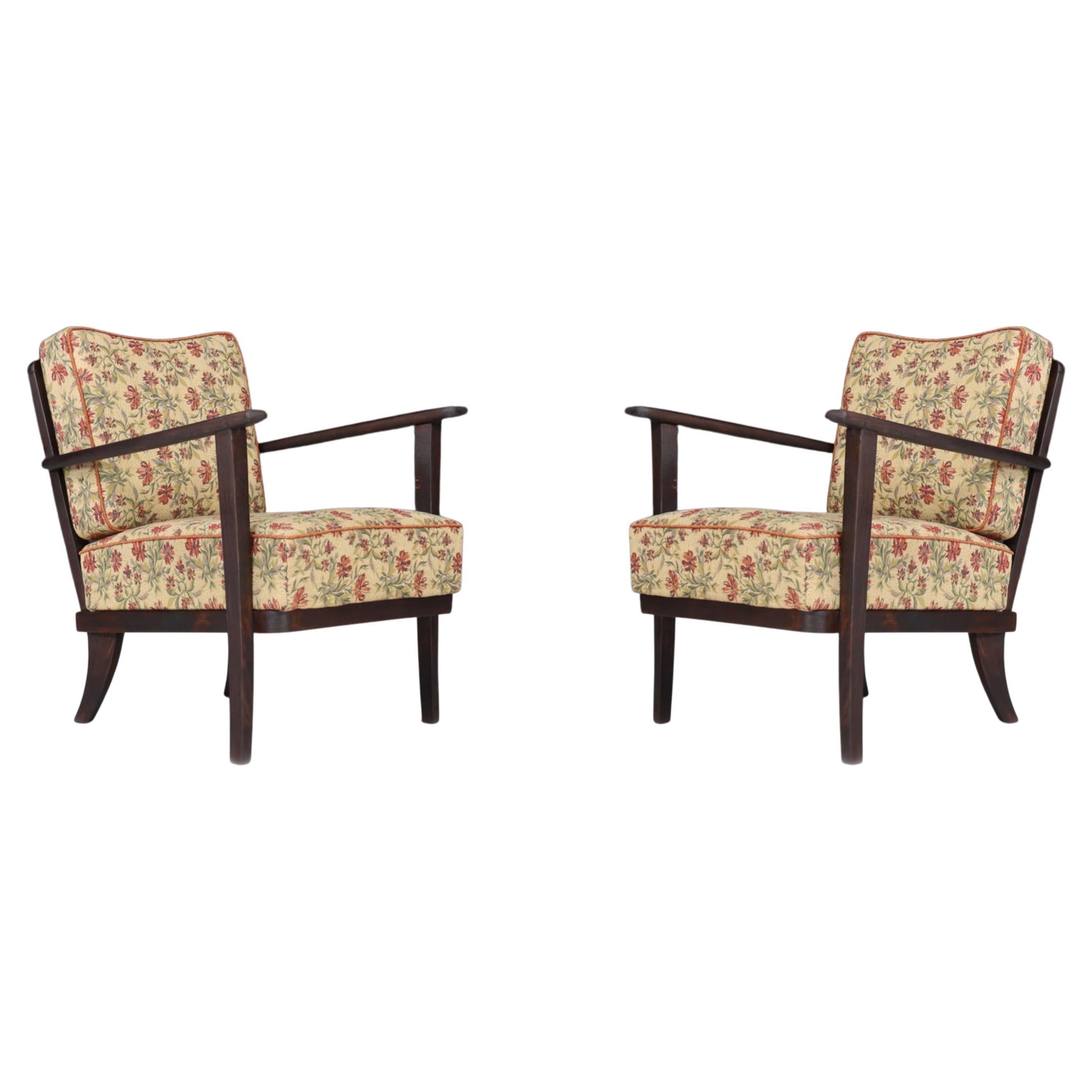 Armchairs with Floral Upholstery, France 1950s    For Sale
