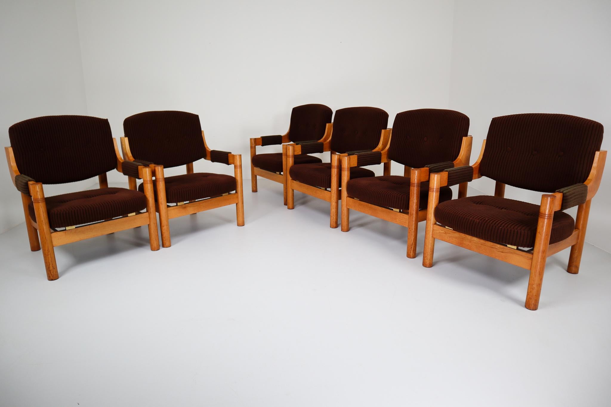 Armchairs with Robust Oak Wooden Frame, the Netherlands, 1960s 3