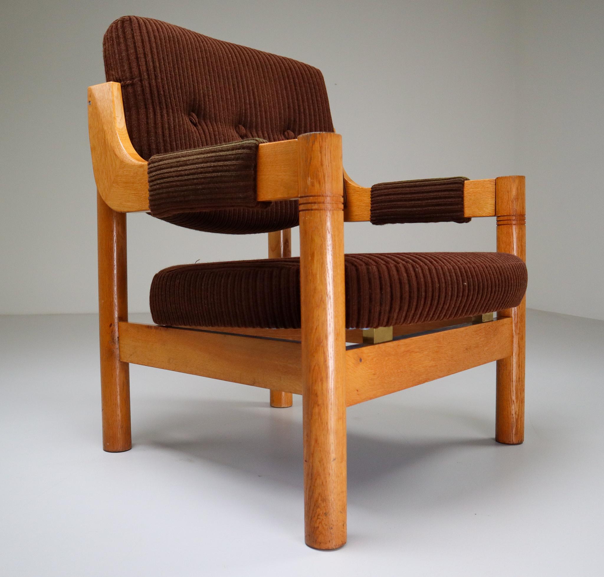 Mid-Century Modern Armchairs with Robust Oak Wooden Frame, the Netherlands, 1960s