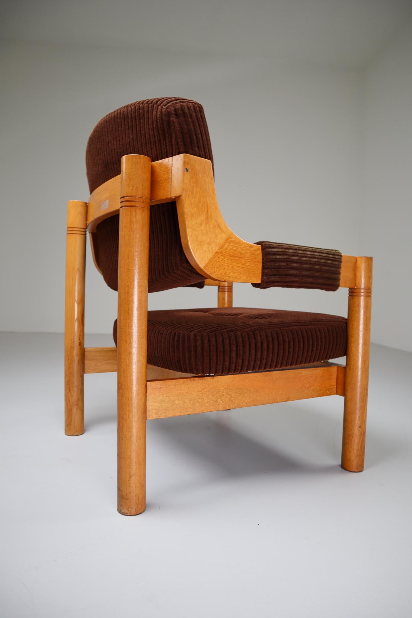 20th Century Armchairs with Robust Oak Wooden Frame, the Netherlands, 1960s