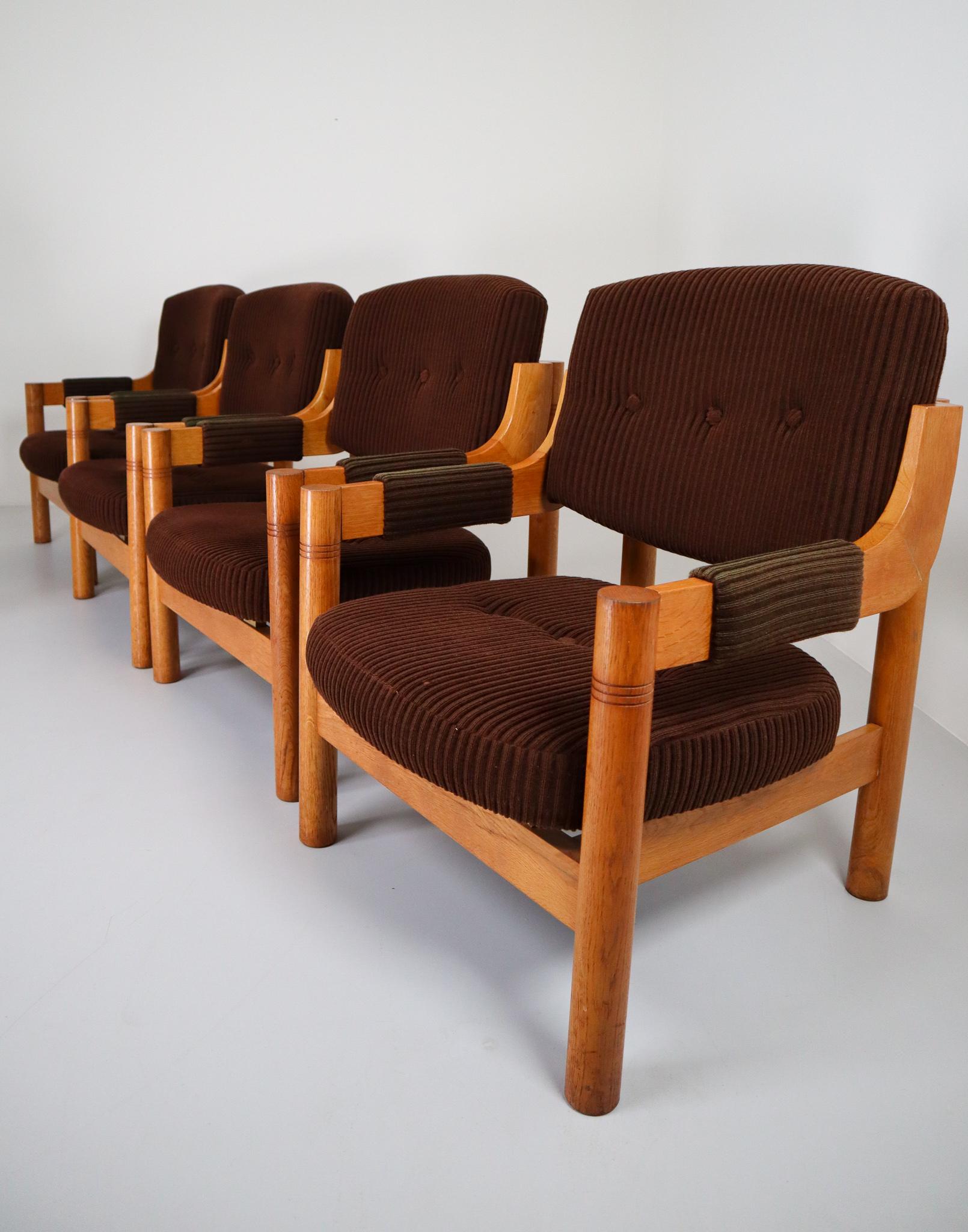 Armchairs with Robust Oak Wooden Frame, the Netherlands, 1960s 1