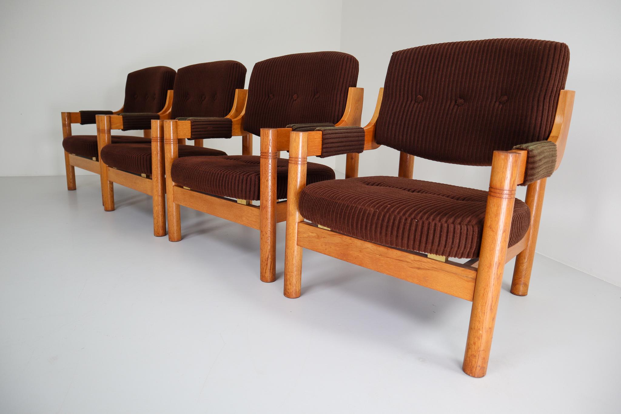 Armchairs with Robust Oak Wooden Frame, the Netherlands, 1960s 2