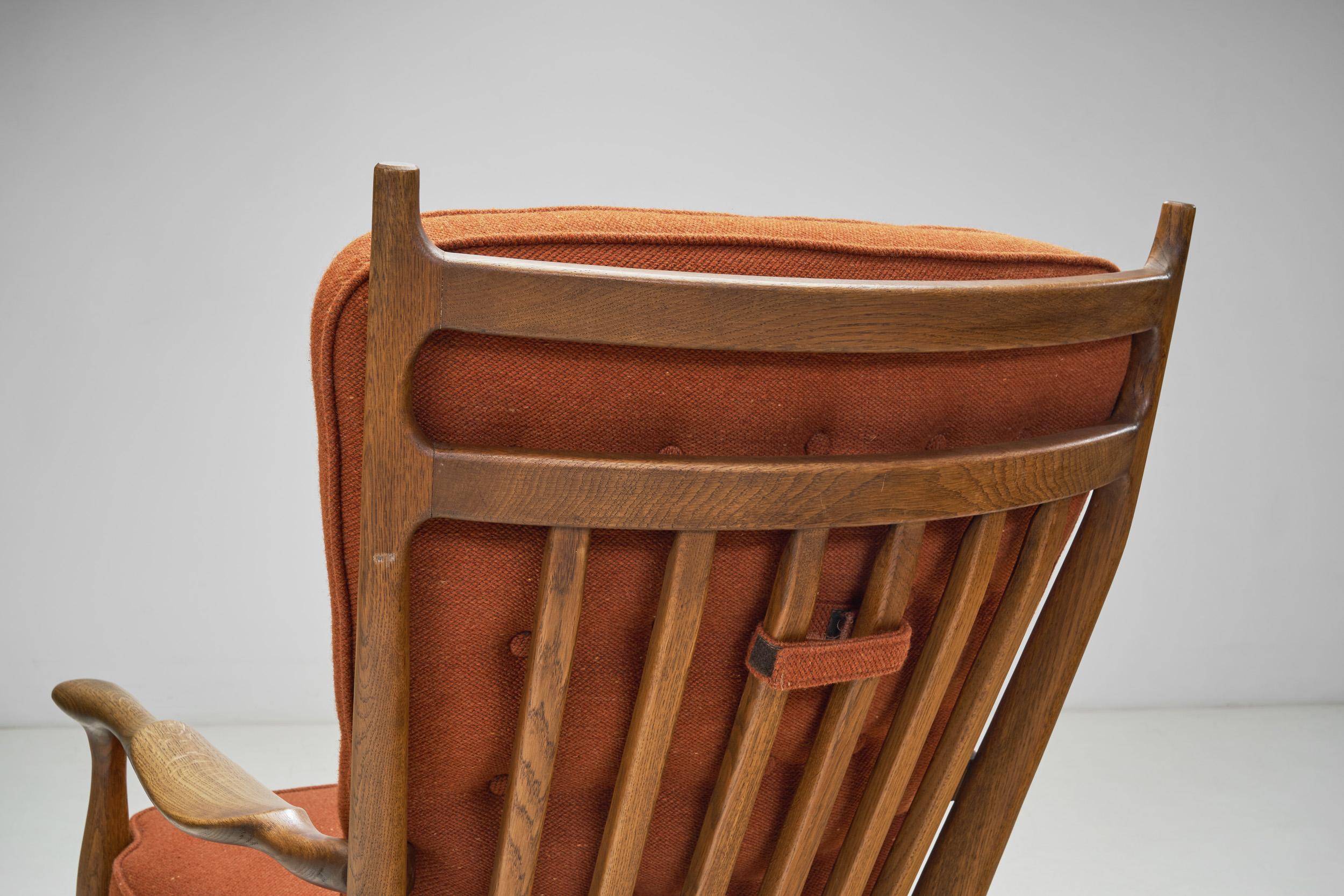 Sessel mit Terrakotta-Stoff von Guillerme and Chambron, Frankreich 1960er Jahre im Angebot 7