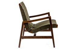 Armed Lounge Chair with Light Walnut Frame with Khaki Cotton Webbing, Knoll