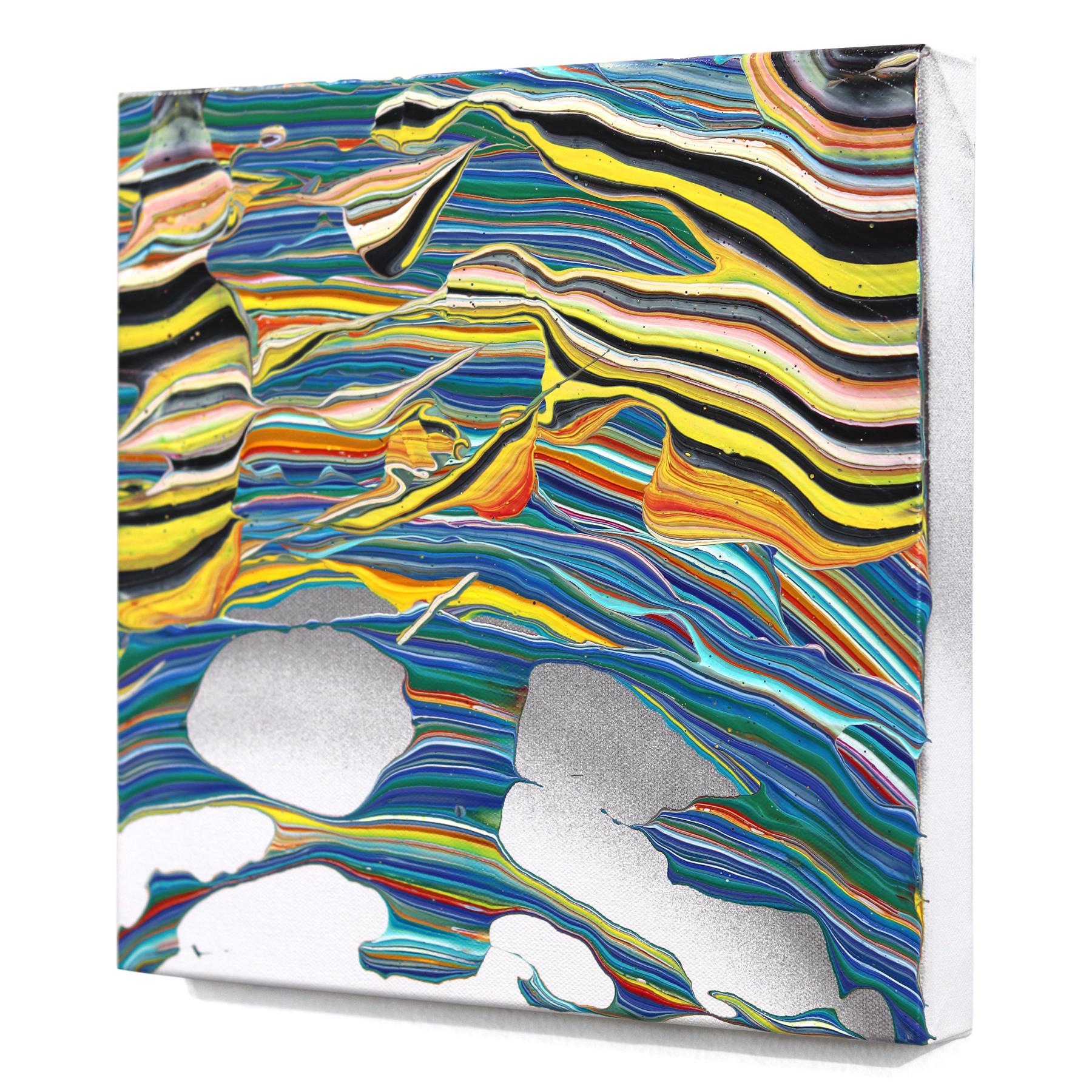 Detach - Abstract Colorful Experimental Optical Illusion Painting on Canvas For Sale 1