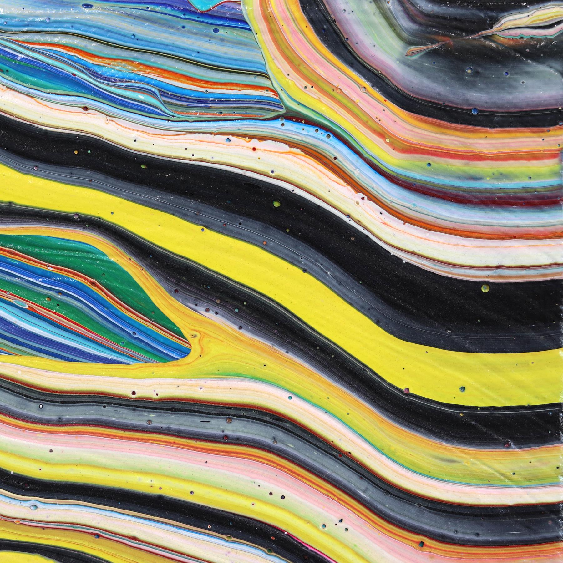 Detach - Abstract Colorful Experimental Optical Illusion Painting on Canvas For Sale 2