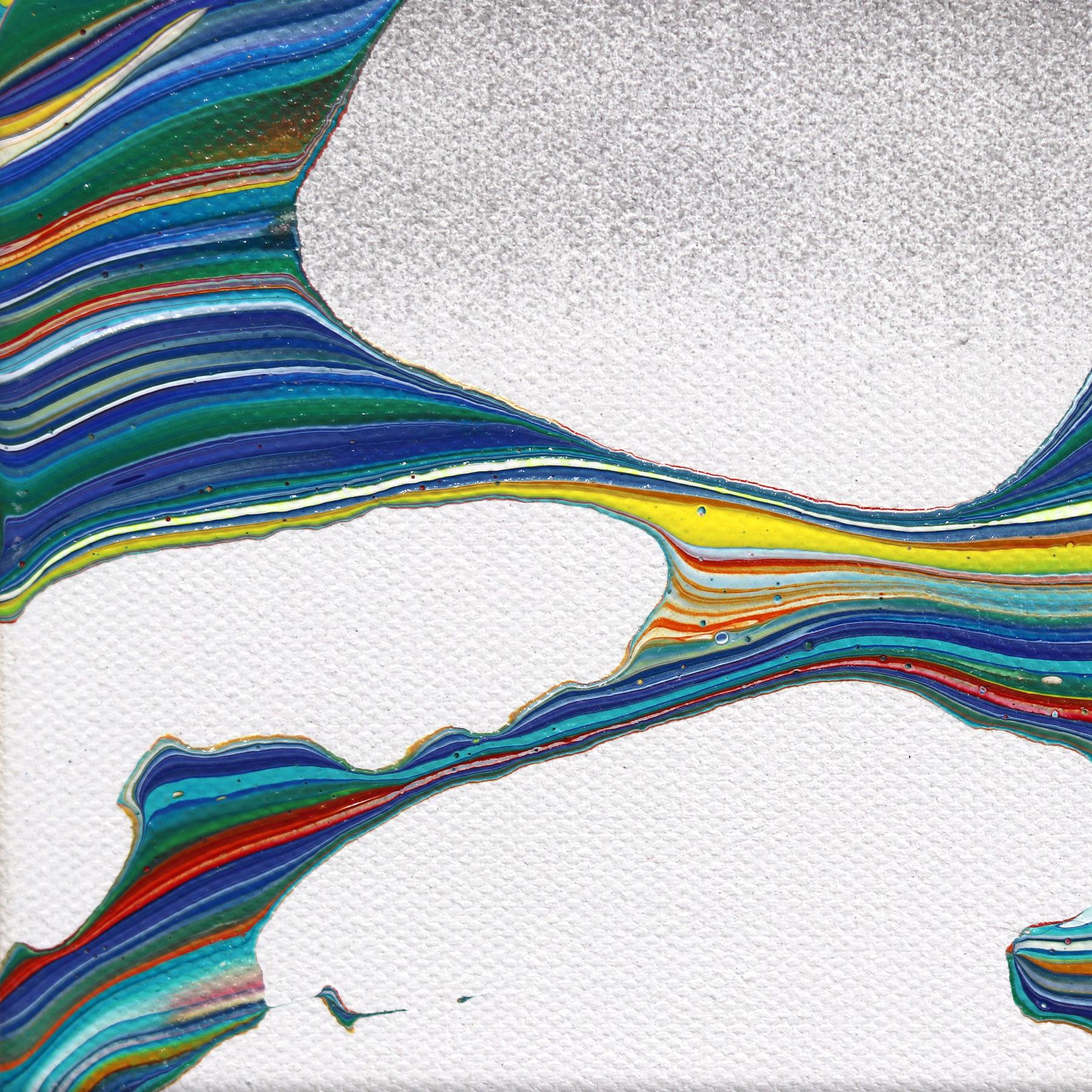 Detach - Abstract Colorful Experimental Optical Illusion Painting on Canvas For Sale 4