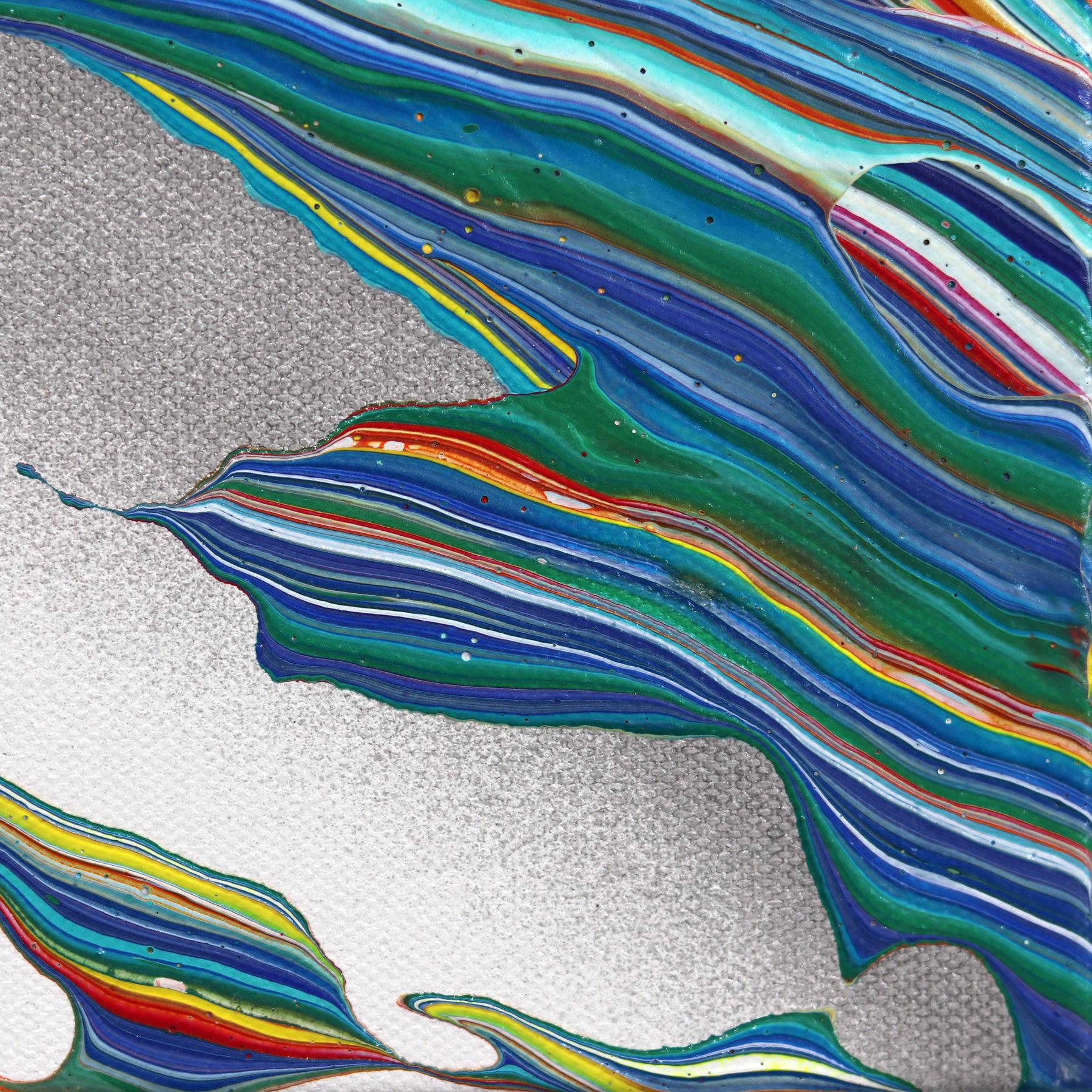 Detach - Abstract Colorful Experimental Optical Illusion Painting on Canvas For Sale 5
