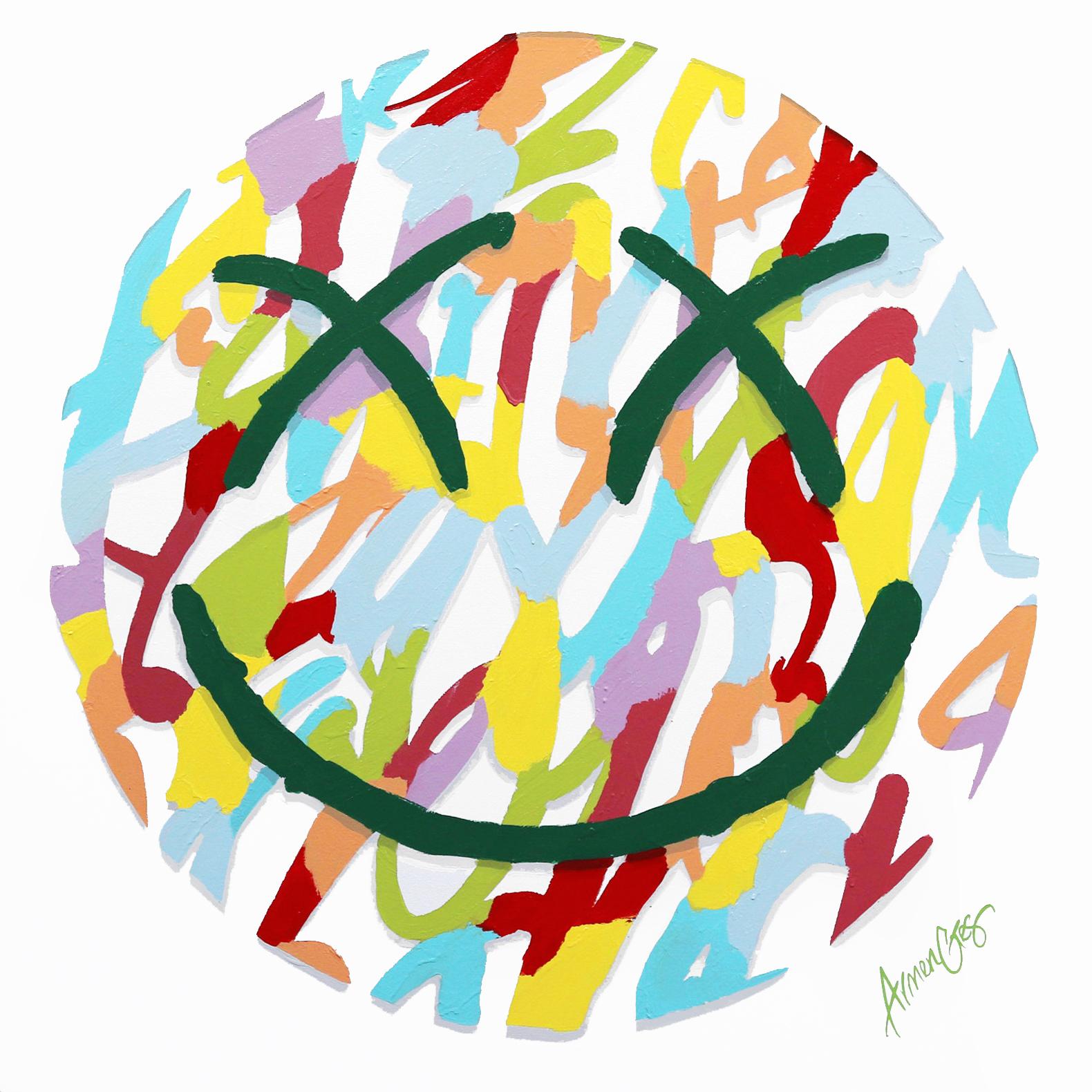 Abstract Painting de Armen Ges - Happy #6 - Street Art Graffiti Inspirado Cara Sonriente Pintura Original sobre Lienzo