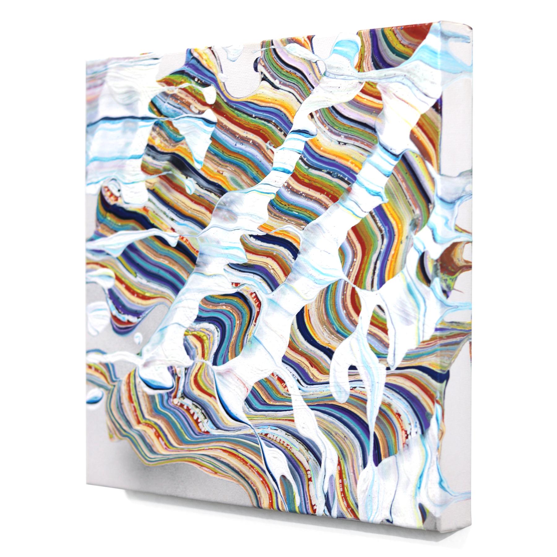 Armonía - Pintura Original Abstracta Ilusión Óptica Animada de Colores sobre Lienzo - Abstract Painting Gris de Armen Ges